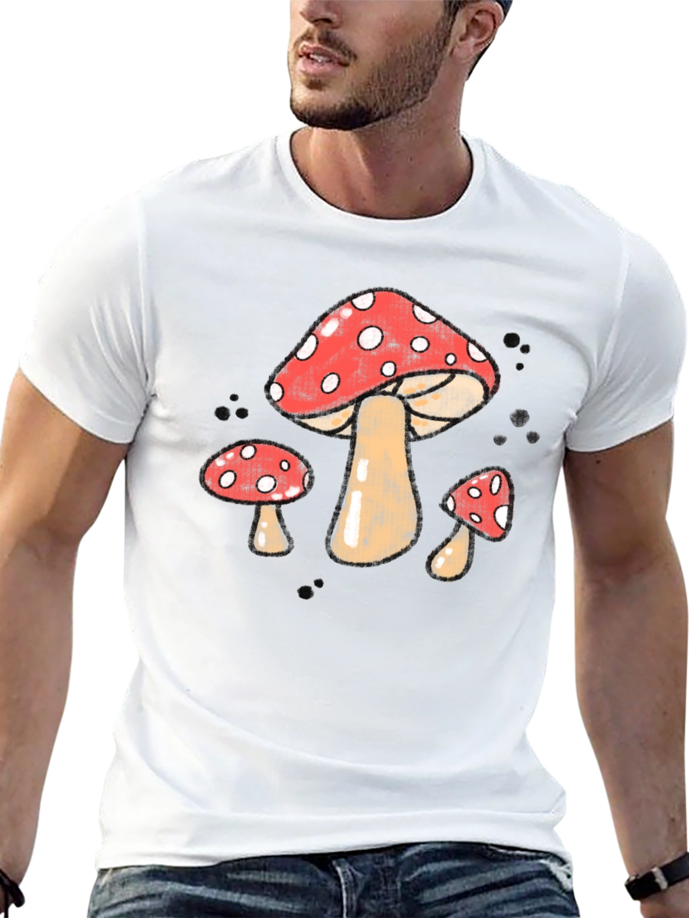 Mushroom Graphic T-Shirt - Red & White Fungi Print