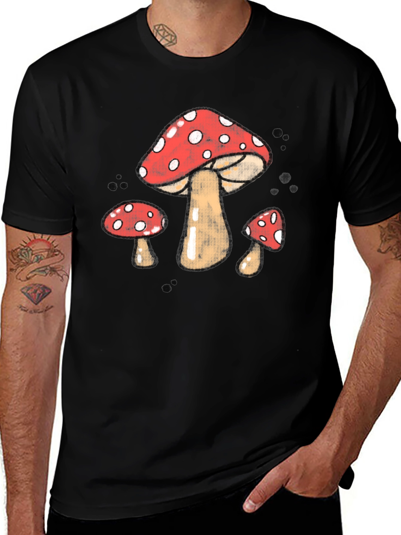 Mushroom Graphic T-Shirt - Red & White Fungi Print