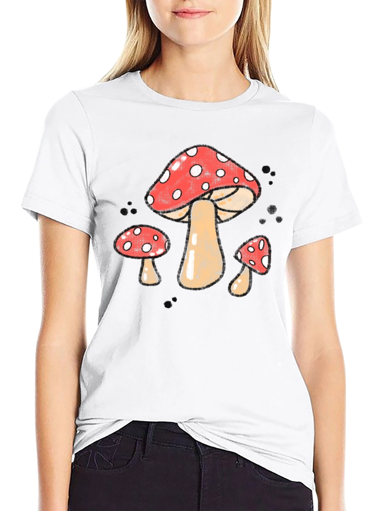 Mushroom Graphic T-Shirt - Red & White Fungi Print