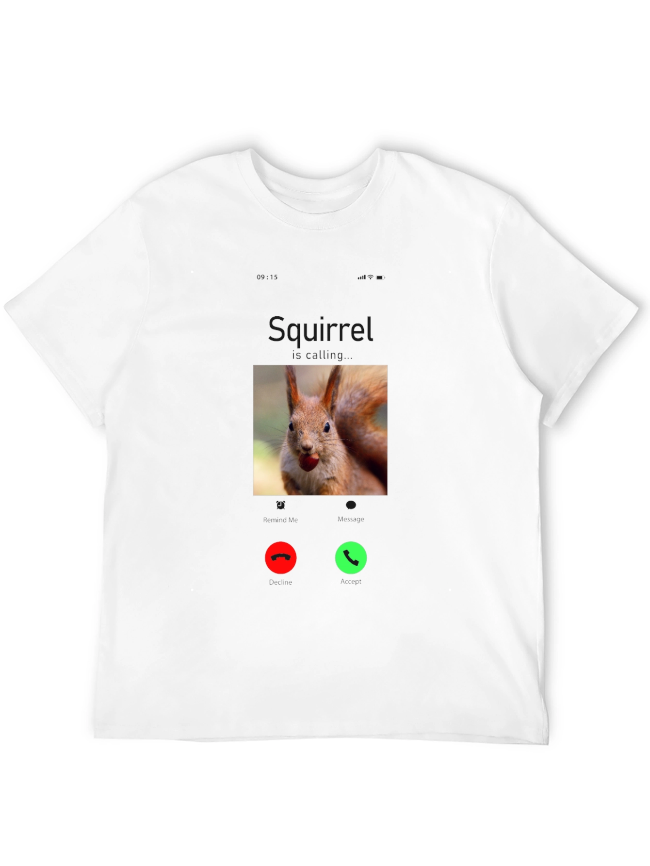 Squirrel Calling T-Shirt - Black Cotton Tee