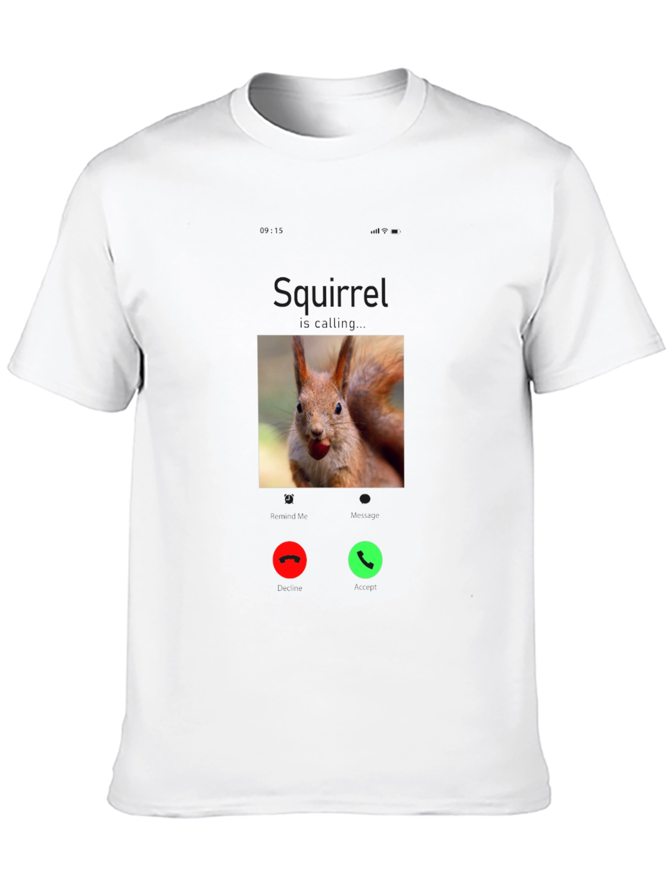 Squirrel Calling T-Shirt - Black Cotton Tee