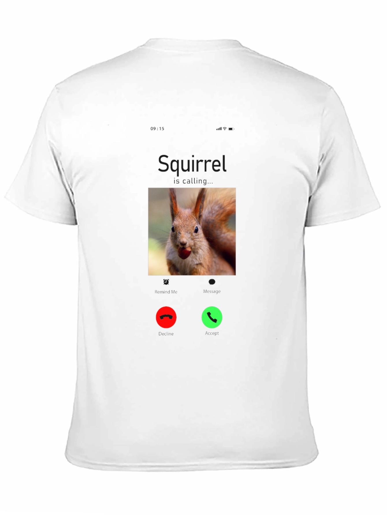Squirrel Calling T-Shirt - Black Cotton Tee