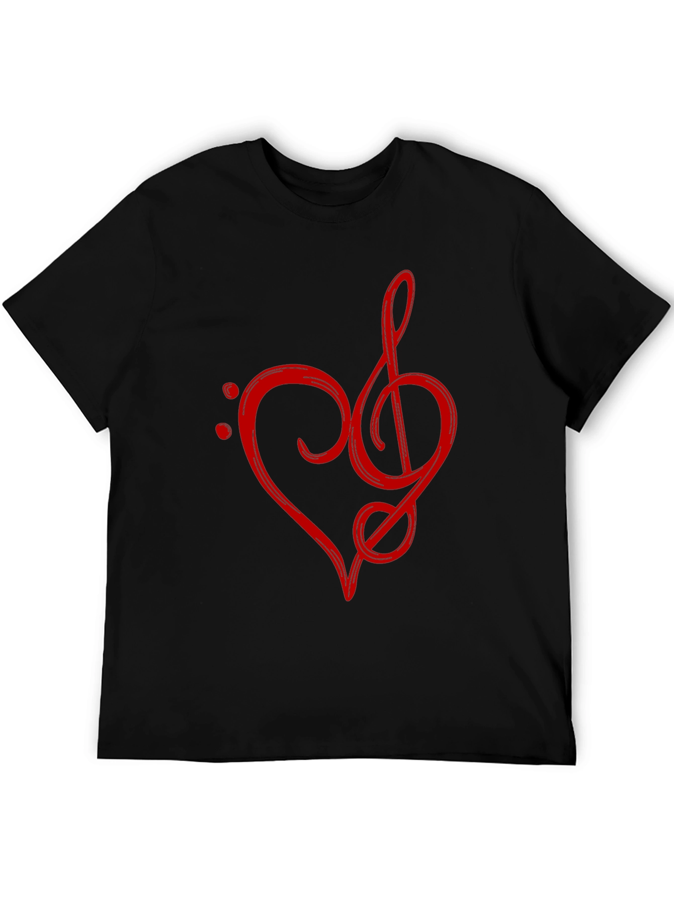 Musical Heart T-Shirt - Red Treble Clef Design