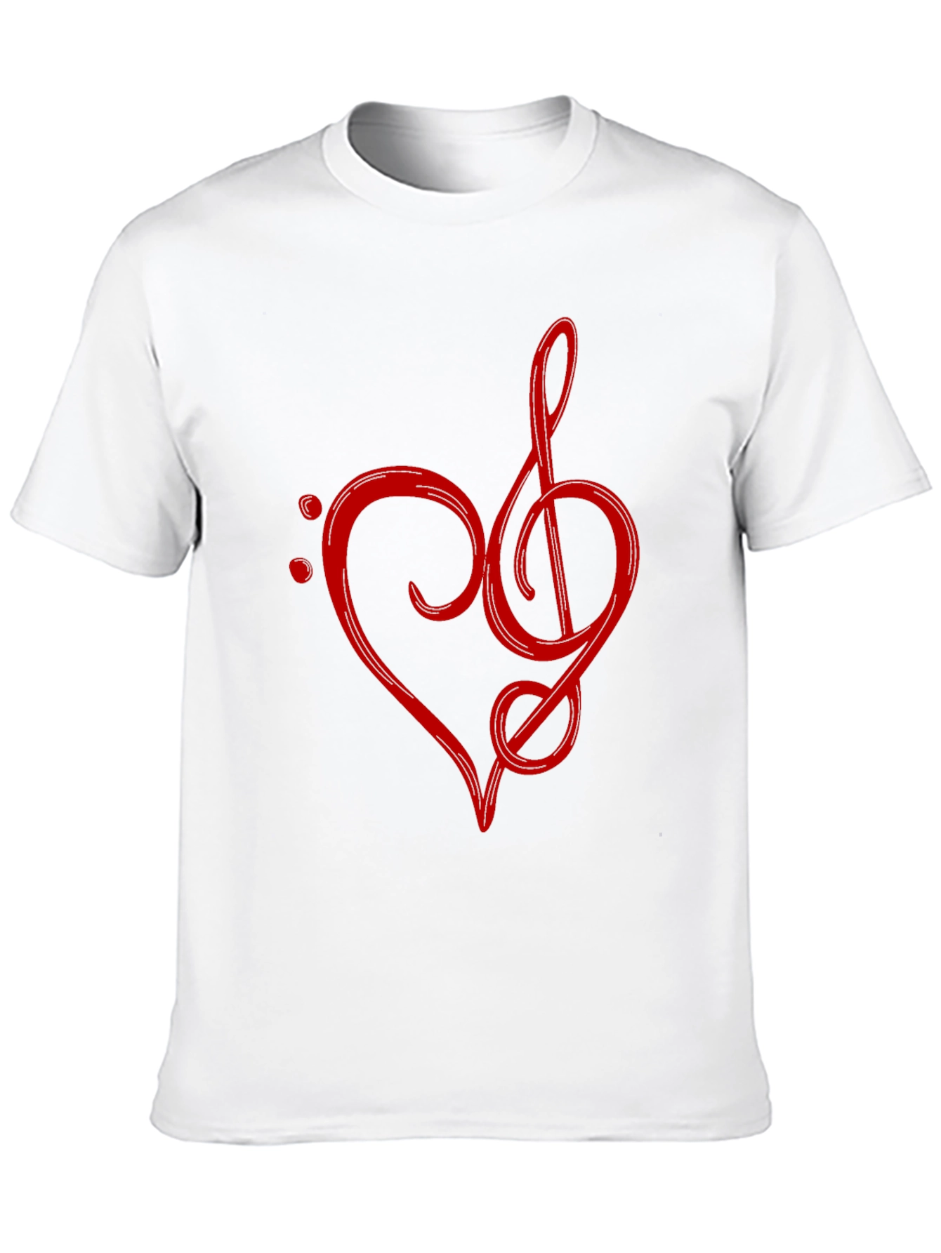 Musical Heart T-Shirt - Red Treble Clef Design