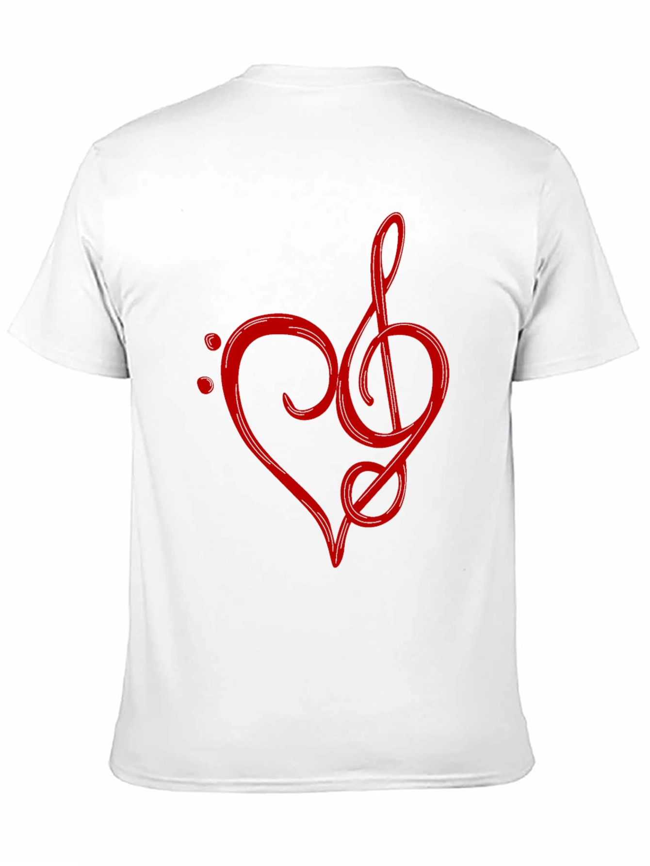 Musical Heart T-Shirt - Red Treble Clef Design