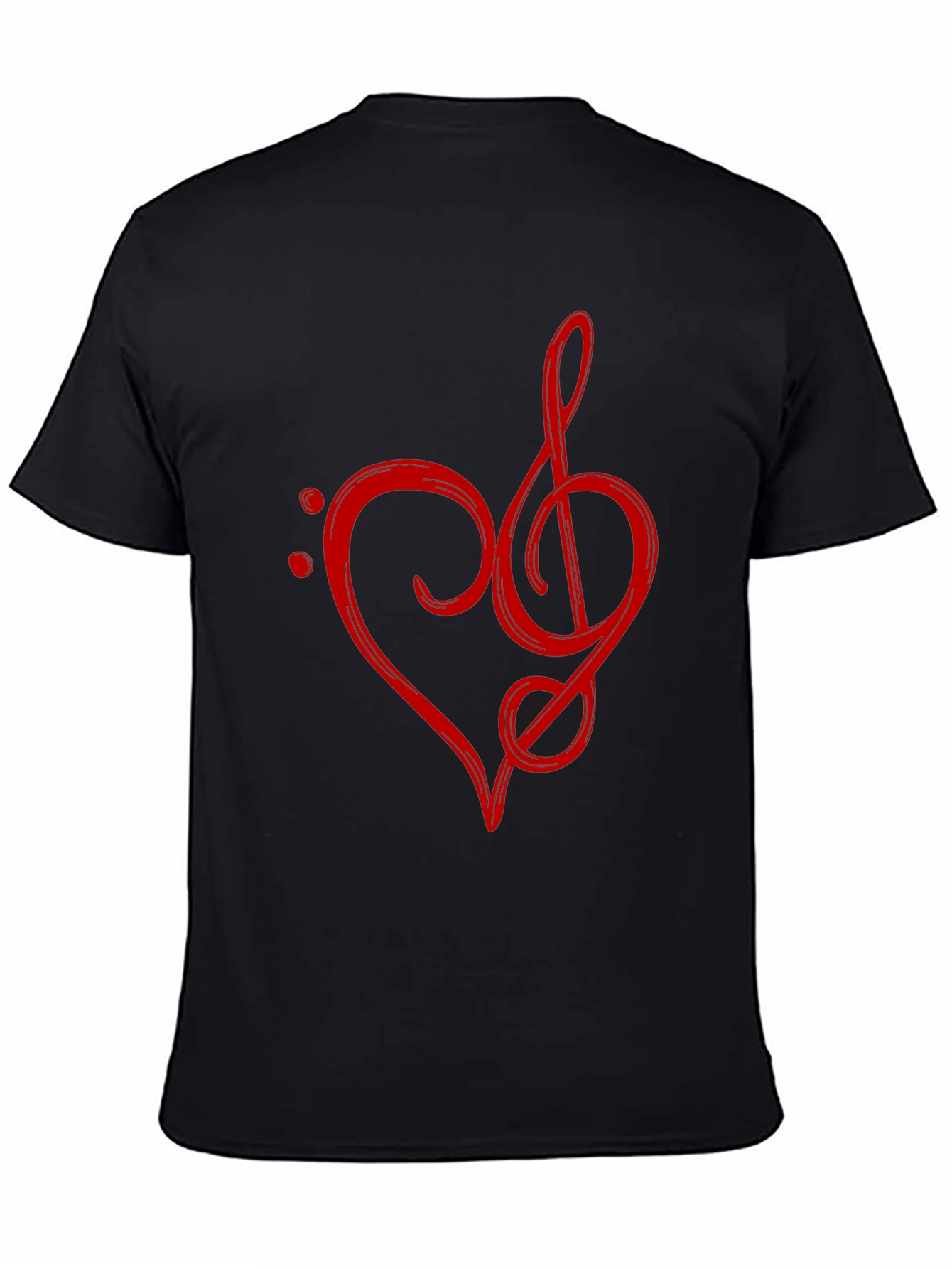 Musical Heart T-Shirt - Red Treble Clef Design