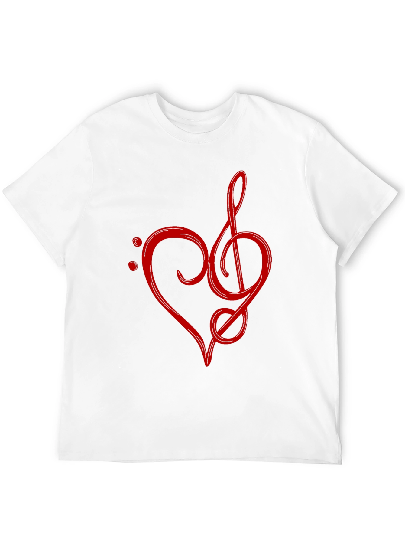 Musical Heart T-Shirt - Red Treble Clef Design