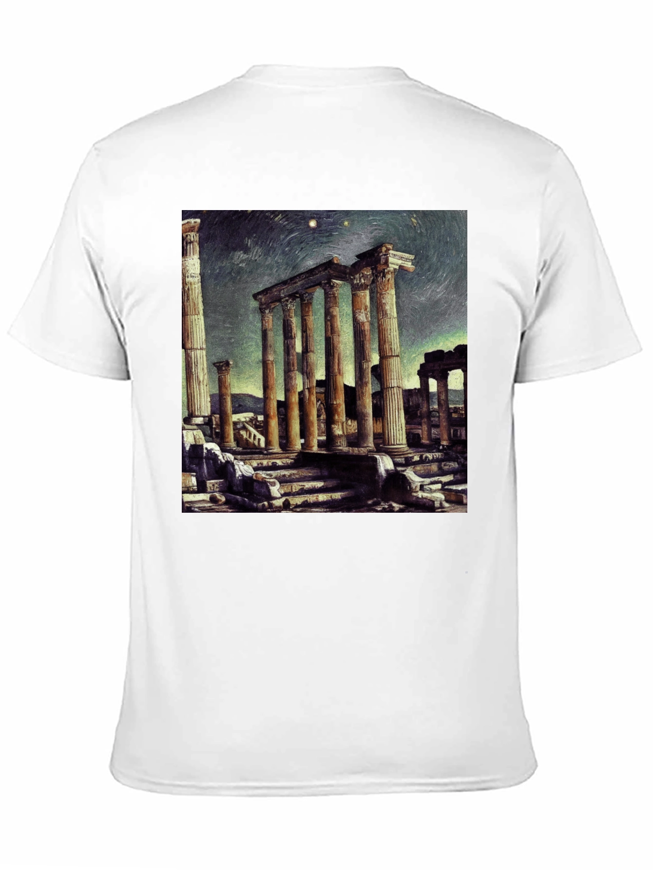 Temple Ruins Graphic Tee - Artistic Black T-Shirt