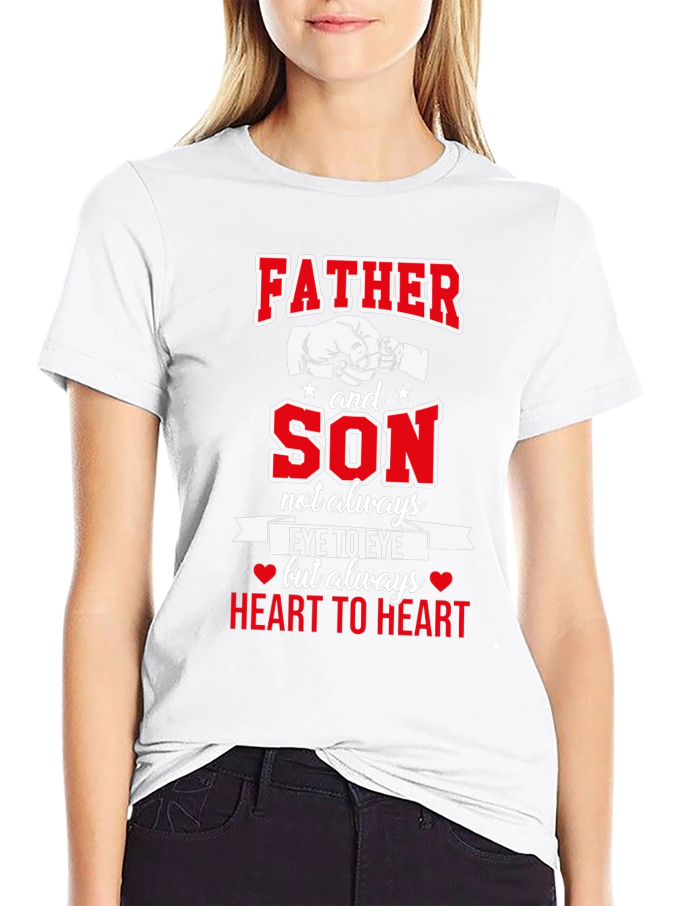 Father and Son Heart to Heart Black T-Shirt