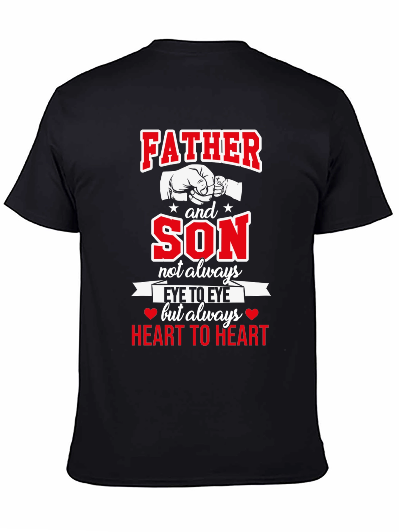 Father and Son Heart to Heart Black T-Shirt