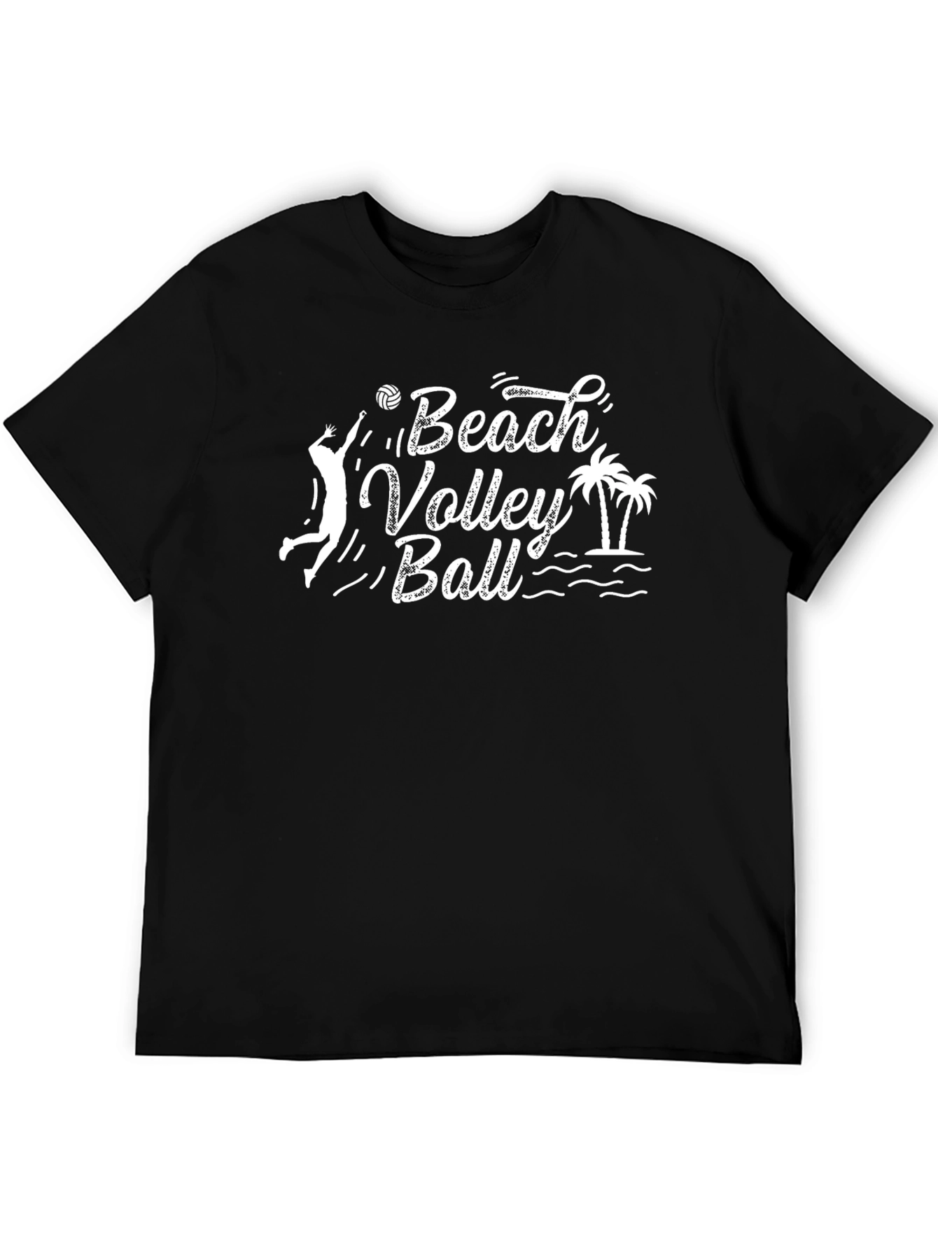 Beach Volleyball Graphic Tee - Sporty Black T-Shirt