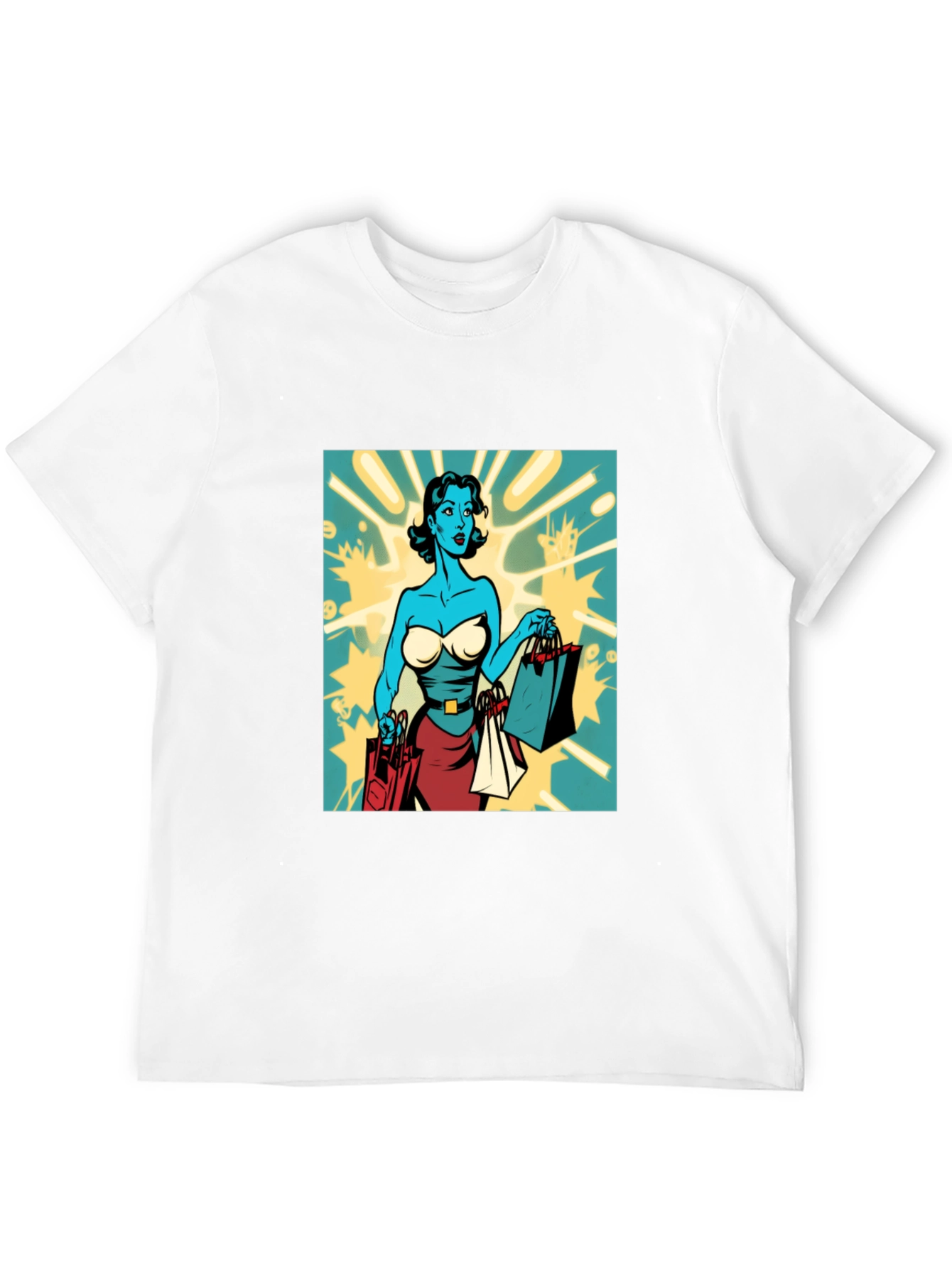 Retro Comic Style Shopping T-Shirt