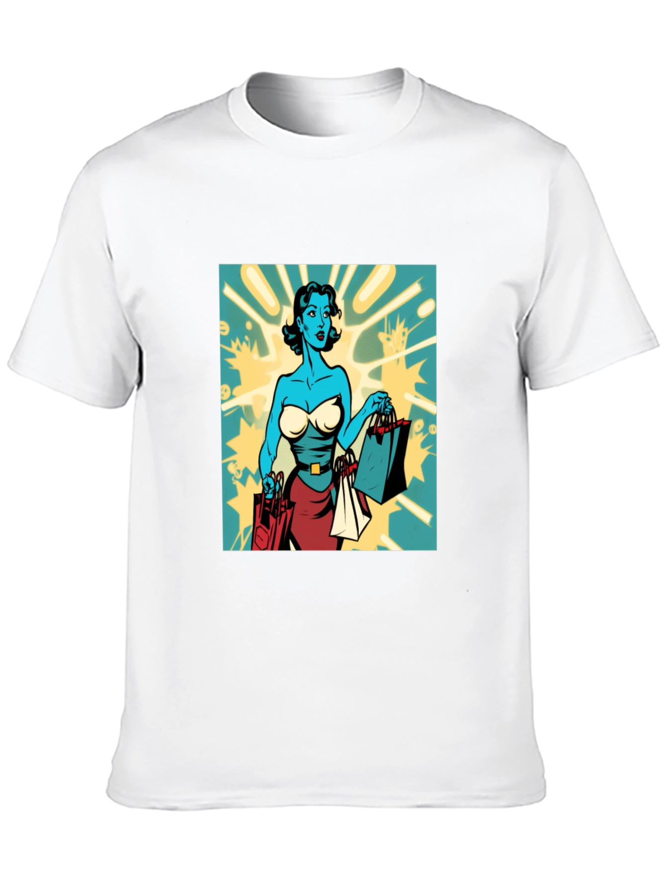 Retro Comic Style Shopping T-Shirt