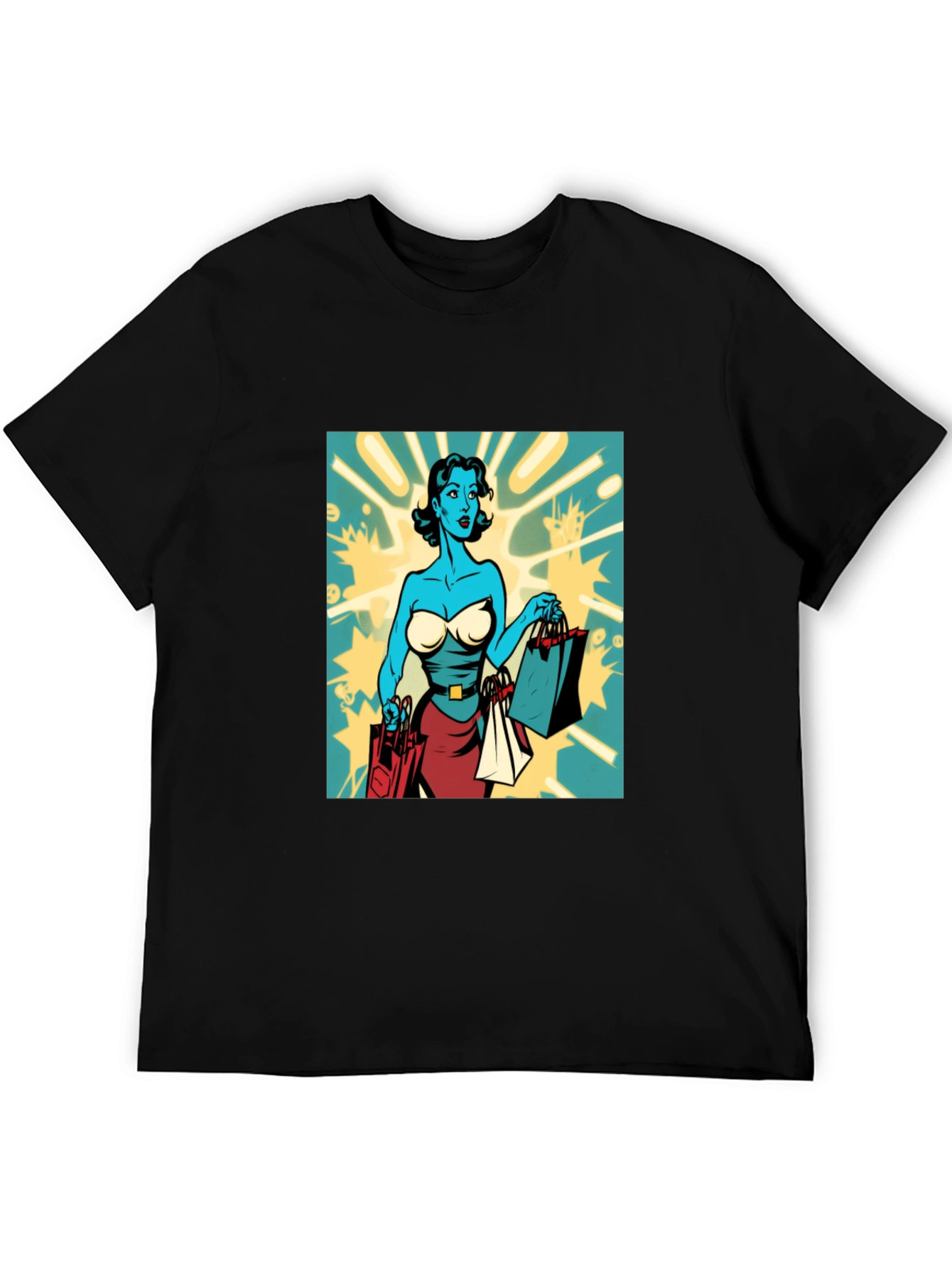 Retro Comic Style Shopping T-Shirt