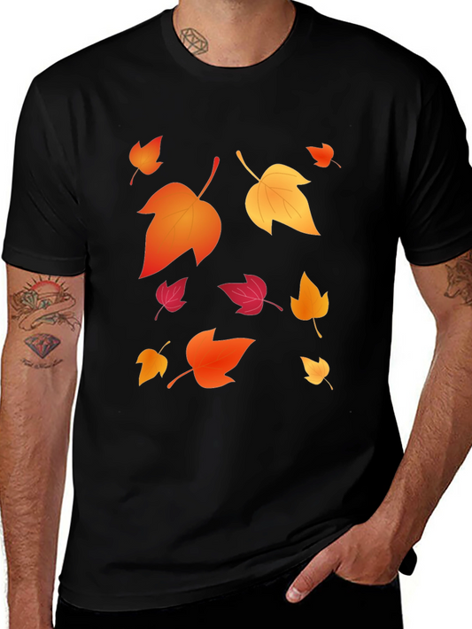 Autumn Leaves Graphic Black T-Shirt