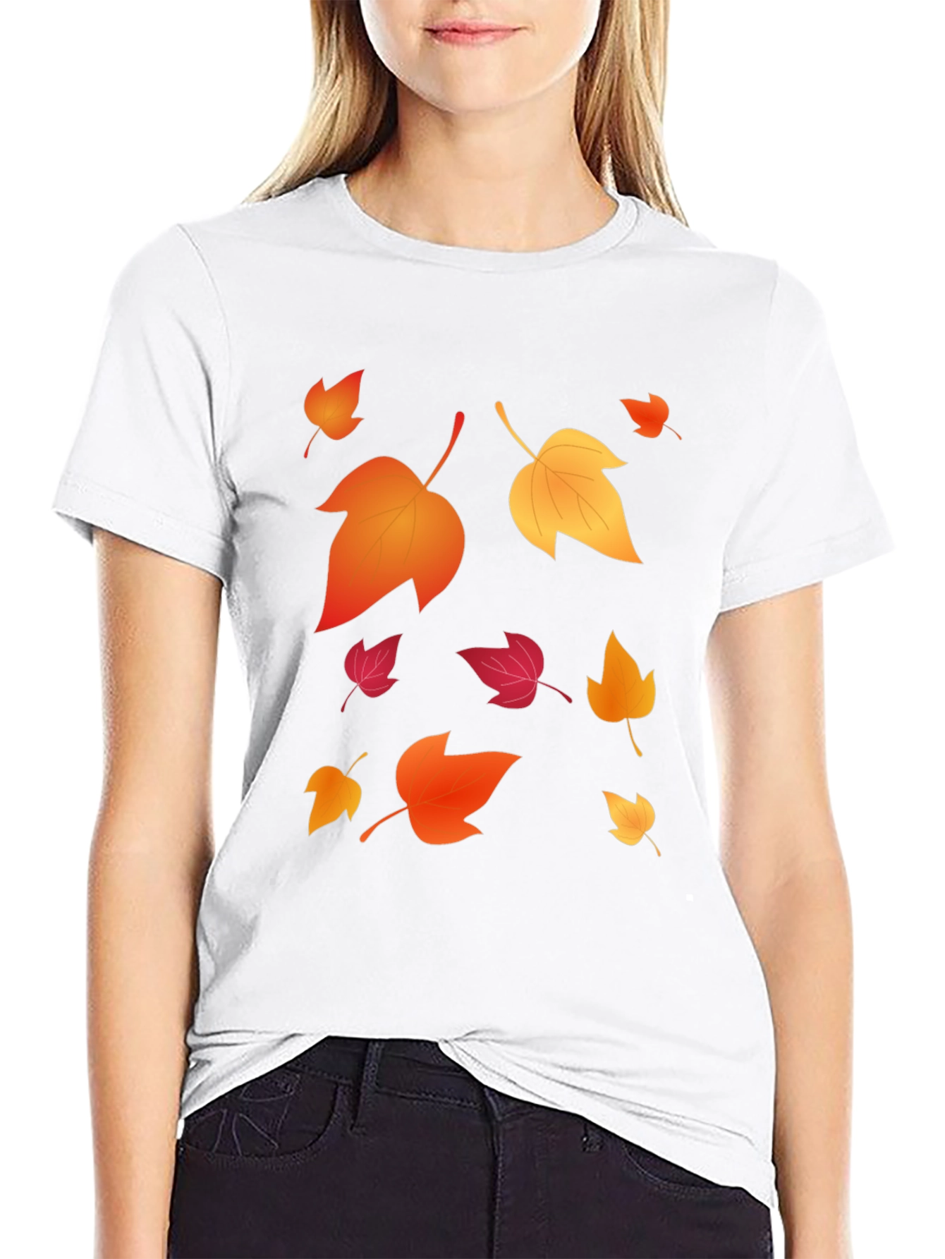 Autumn Leaves Graphic Black T-Shirt