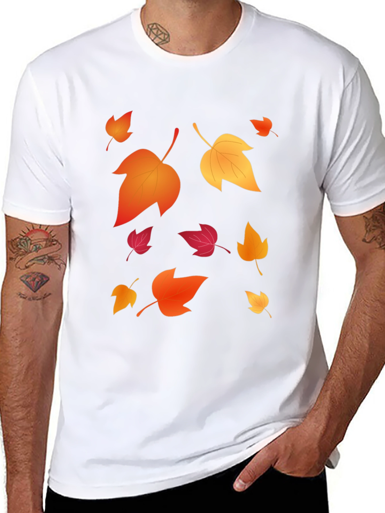 Autumn Leaves Graphic Black T-Shirt