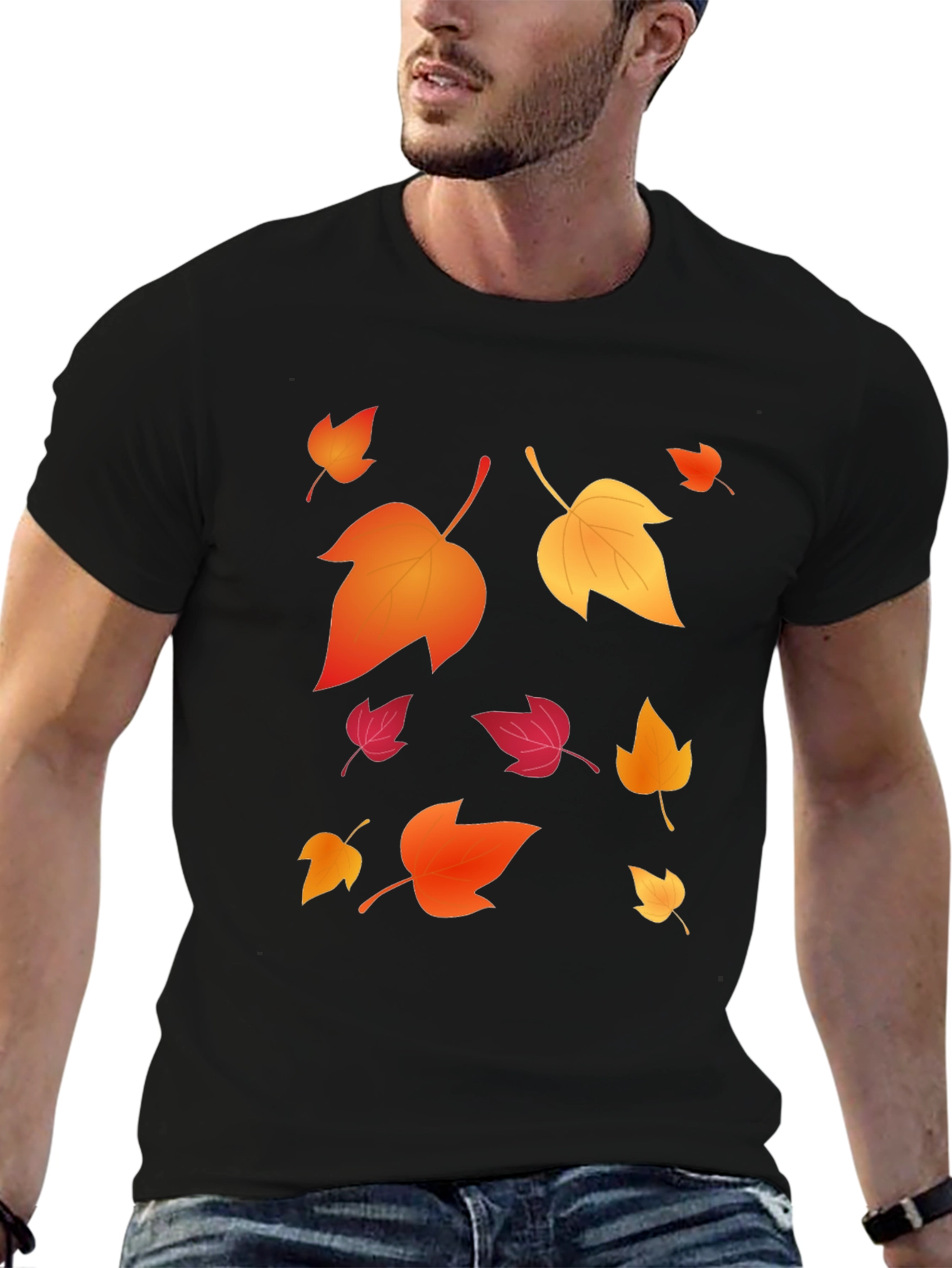Autumn Leaves Graphic Black T-Shirt