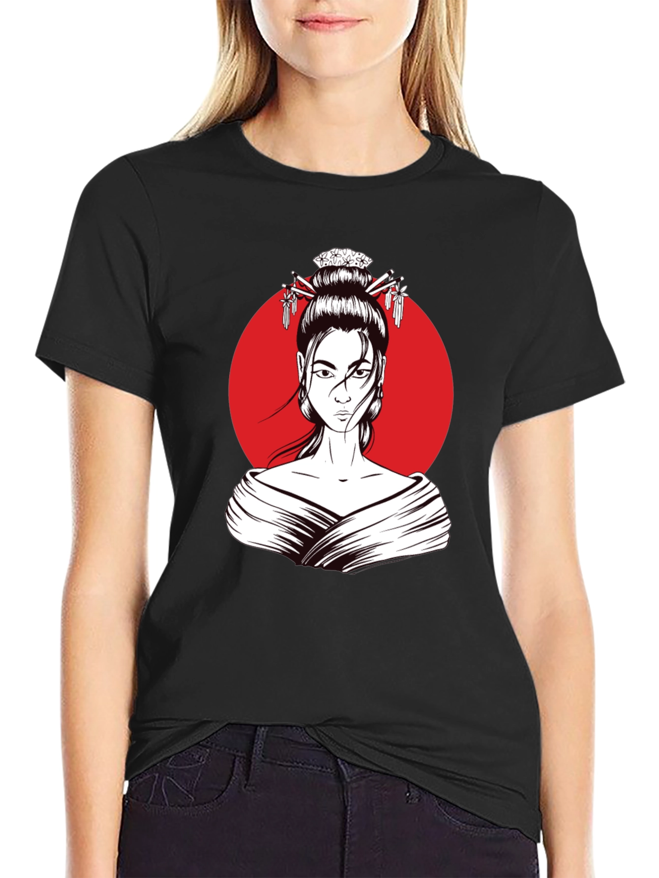 Geisha Graphic Tee - Modern Artistic Style