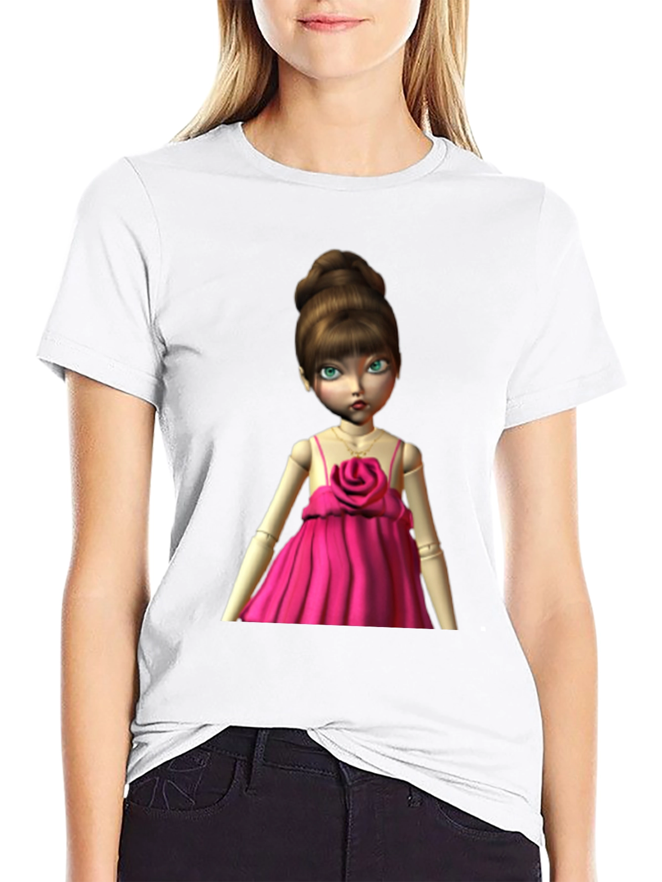 Doll in Pink Dress Graphic T-Shirt
