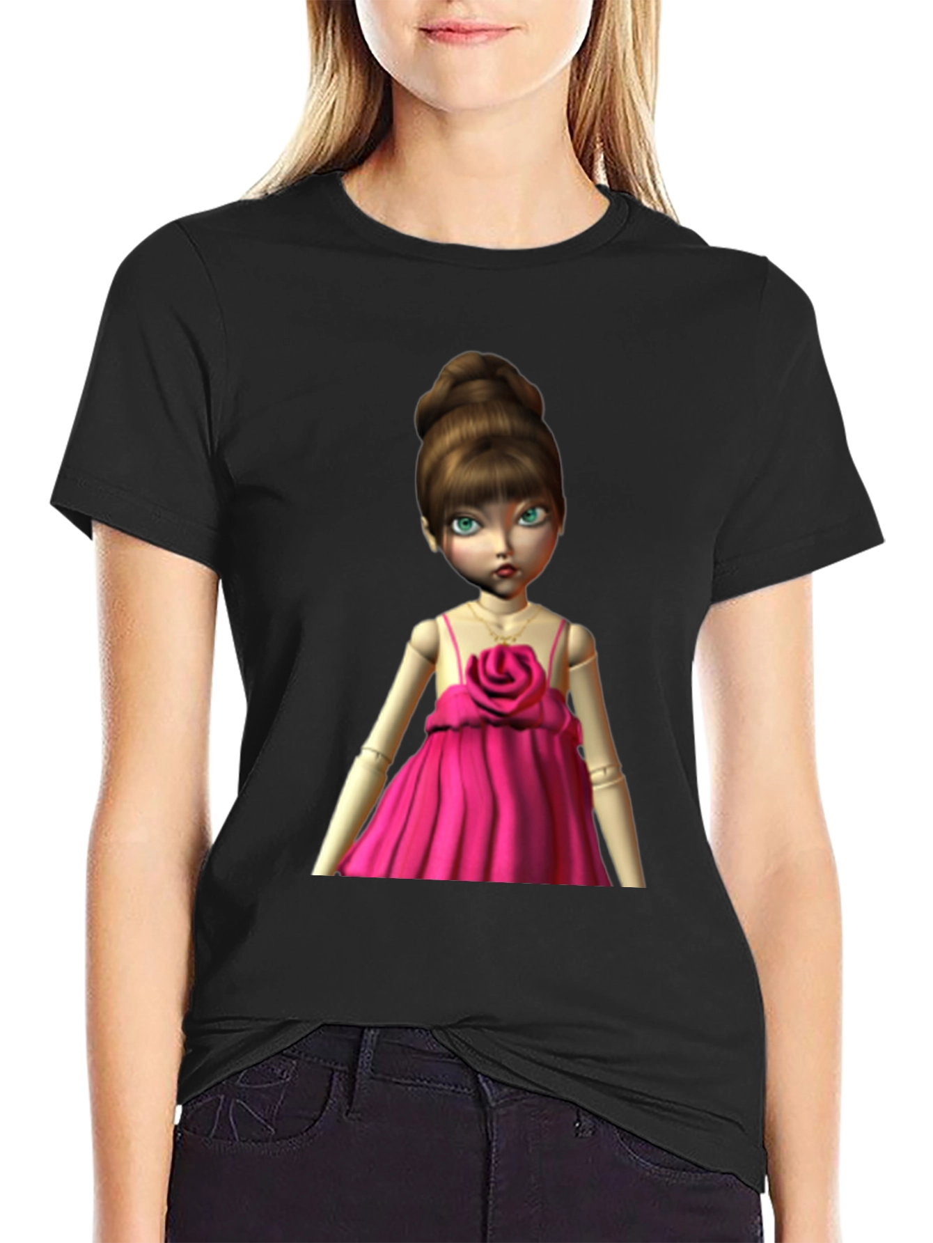 Doll in Pink Dress Graphic T-Shirt