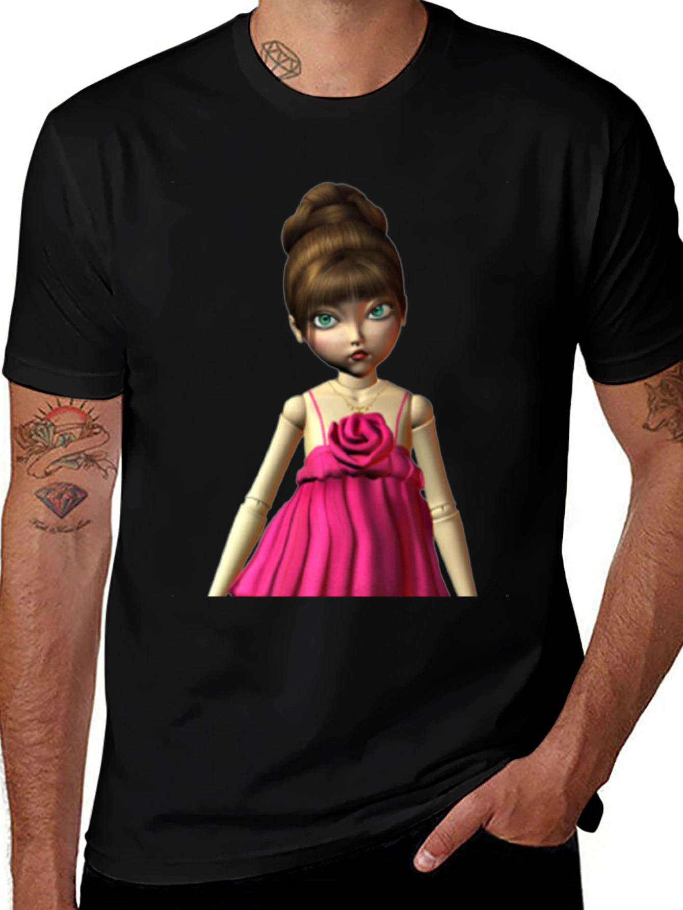 Doll in Pink Dress Graphic T-Shirt