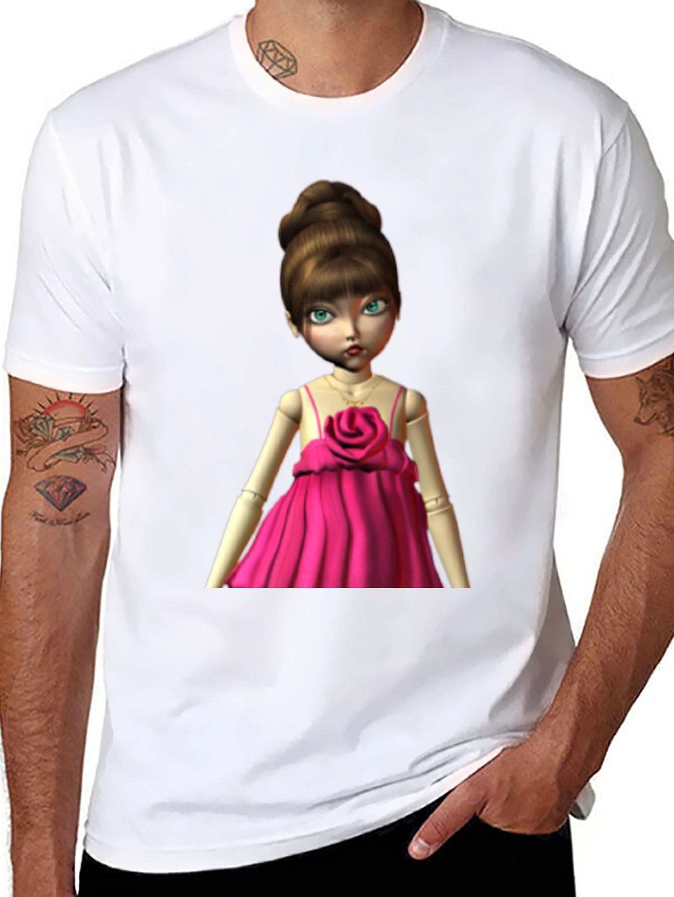 Doll in Pink Dress Graphic T-Shirt