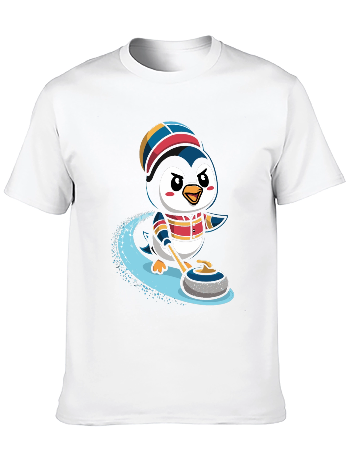 Penguin Curling T-Shirt - Cute Cartoon Design