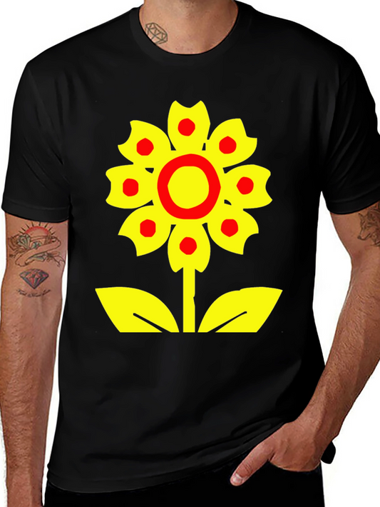 Bold Flower Graphic Tee - Black Cotton Blend