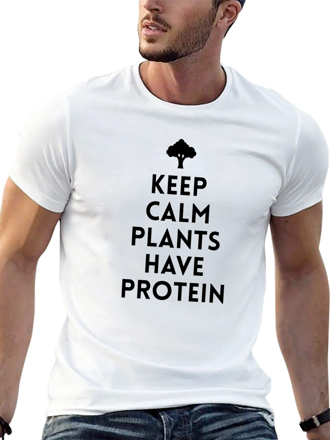 Keep Calm Plants Have Protein Graphic Tee