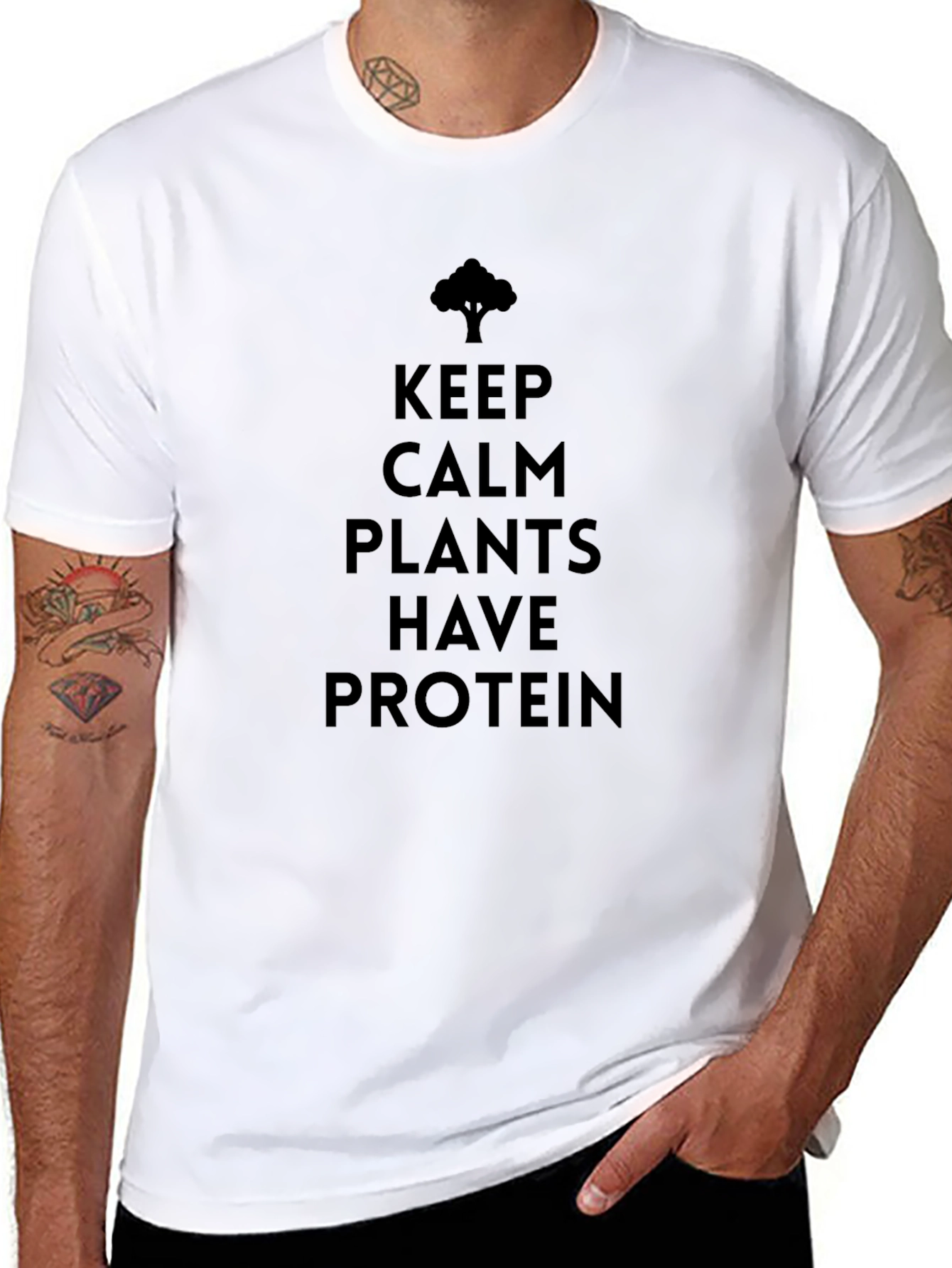 Keep Calm Plants Have Protein Graphic Tee