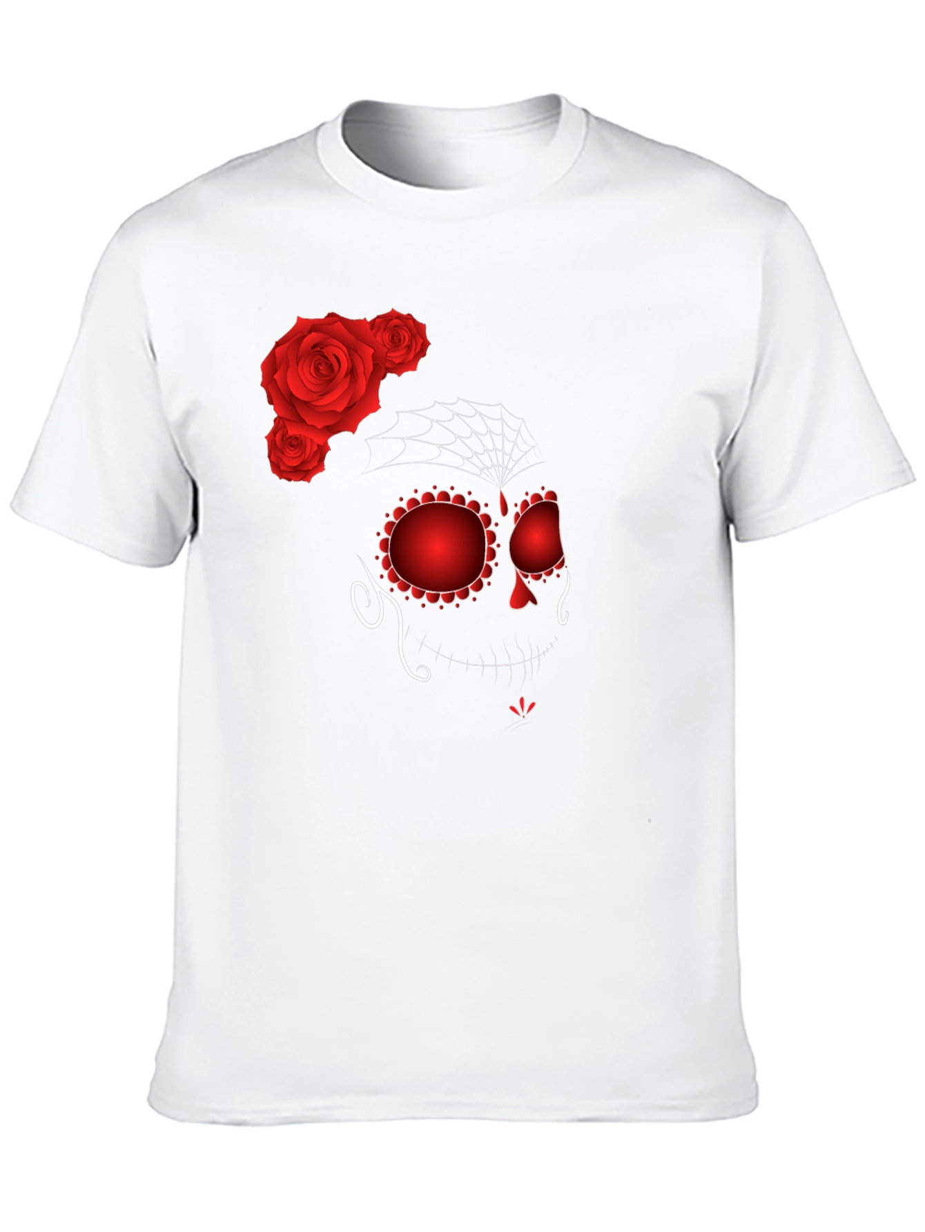 Sugar Skull Rose Graphic Tee - Black