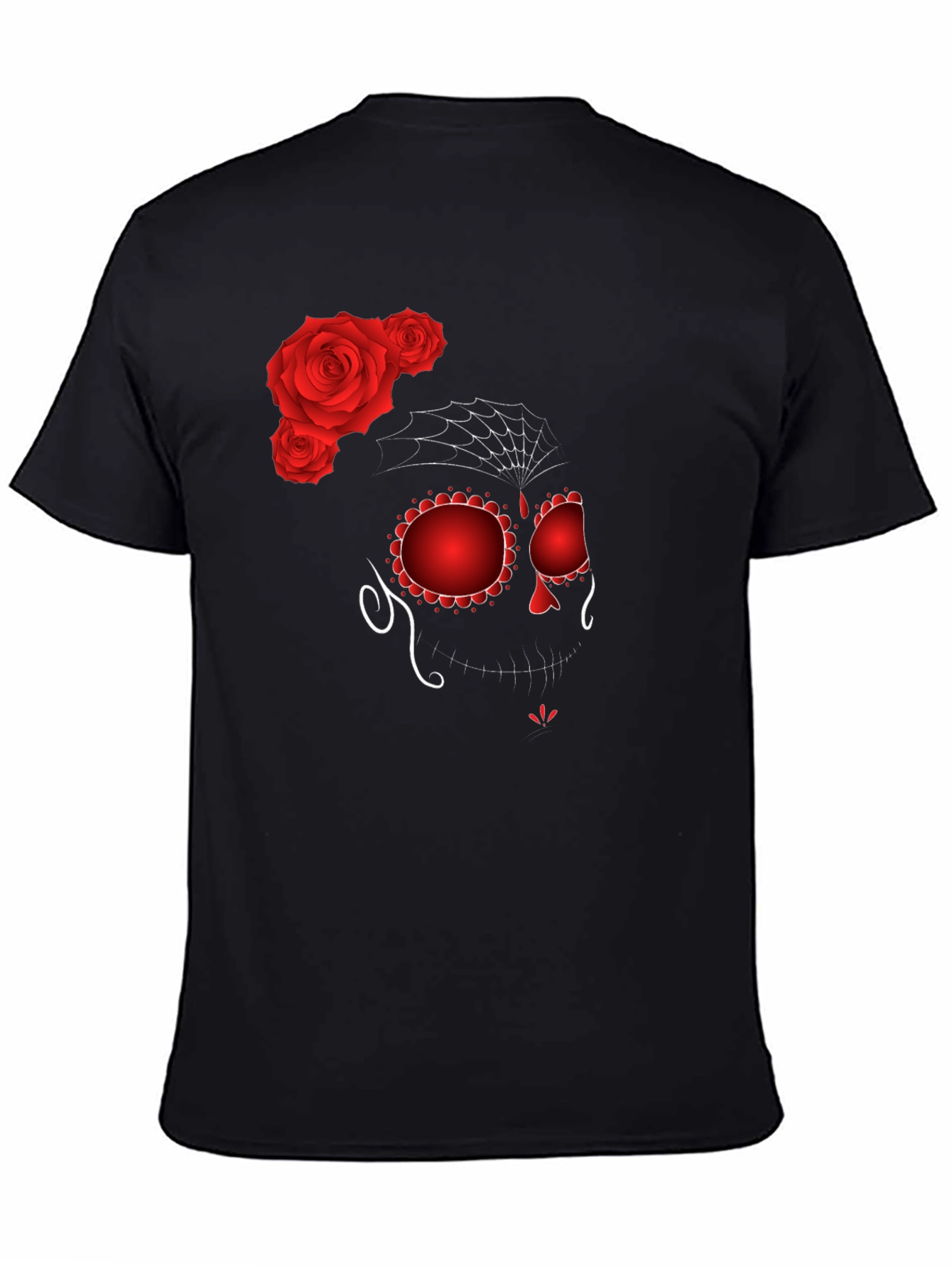 Sugar Skull Rose Graphic Tee - Black