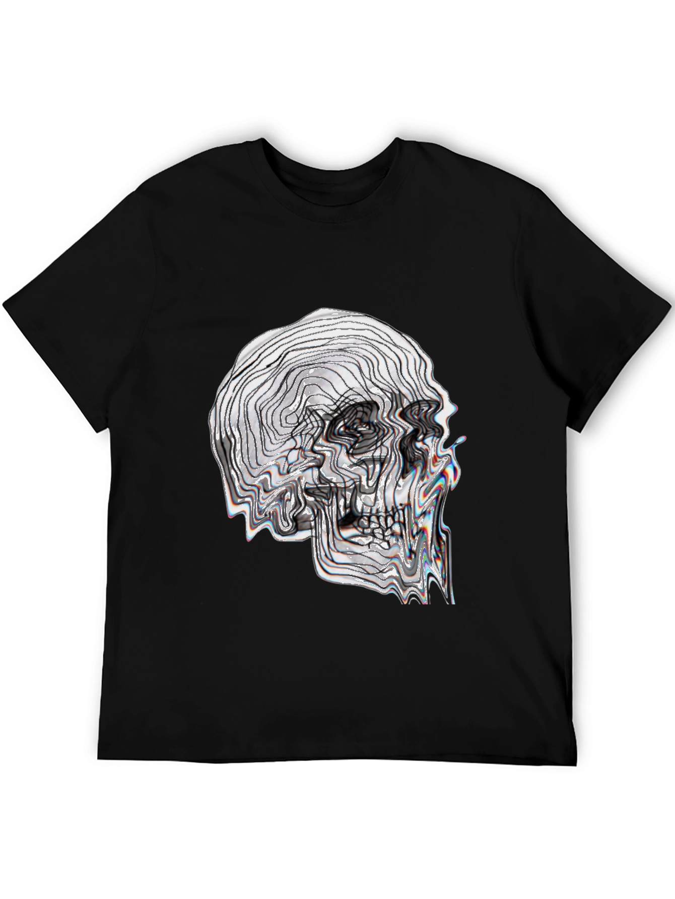 Abstract Skull Graphic Tee - Black