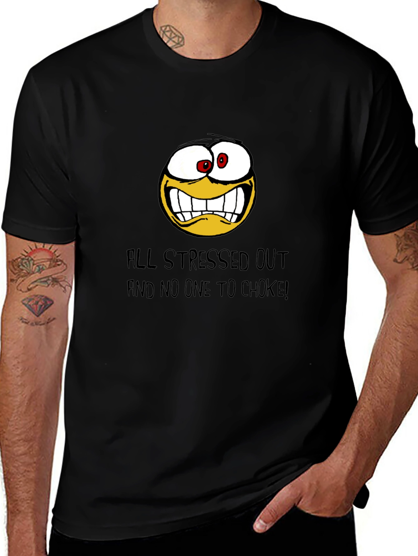 Stressed Out Graphic Tee - Black Cotton T-Shirt