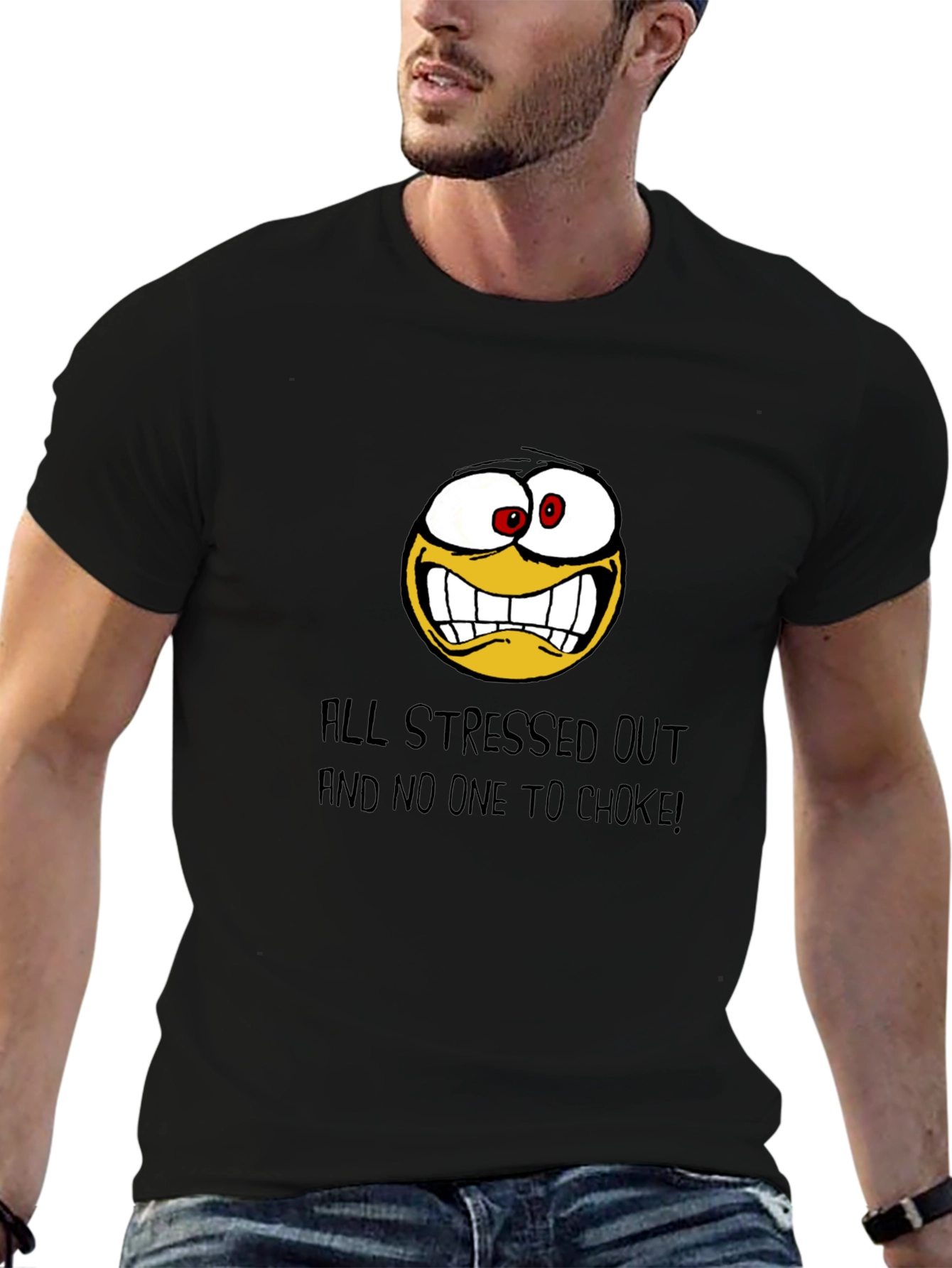 Stressed Out Graphic Tee - Black Cotton T-Shirt