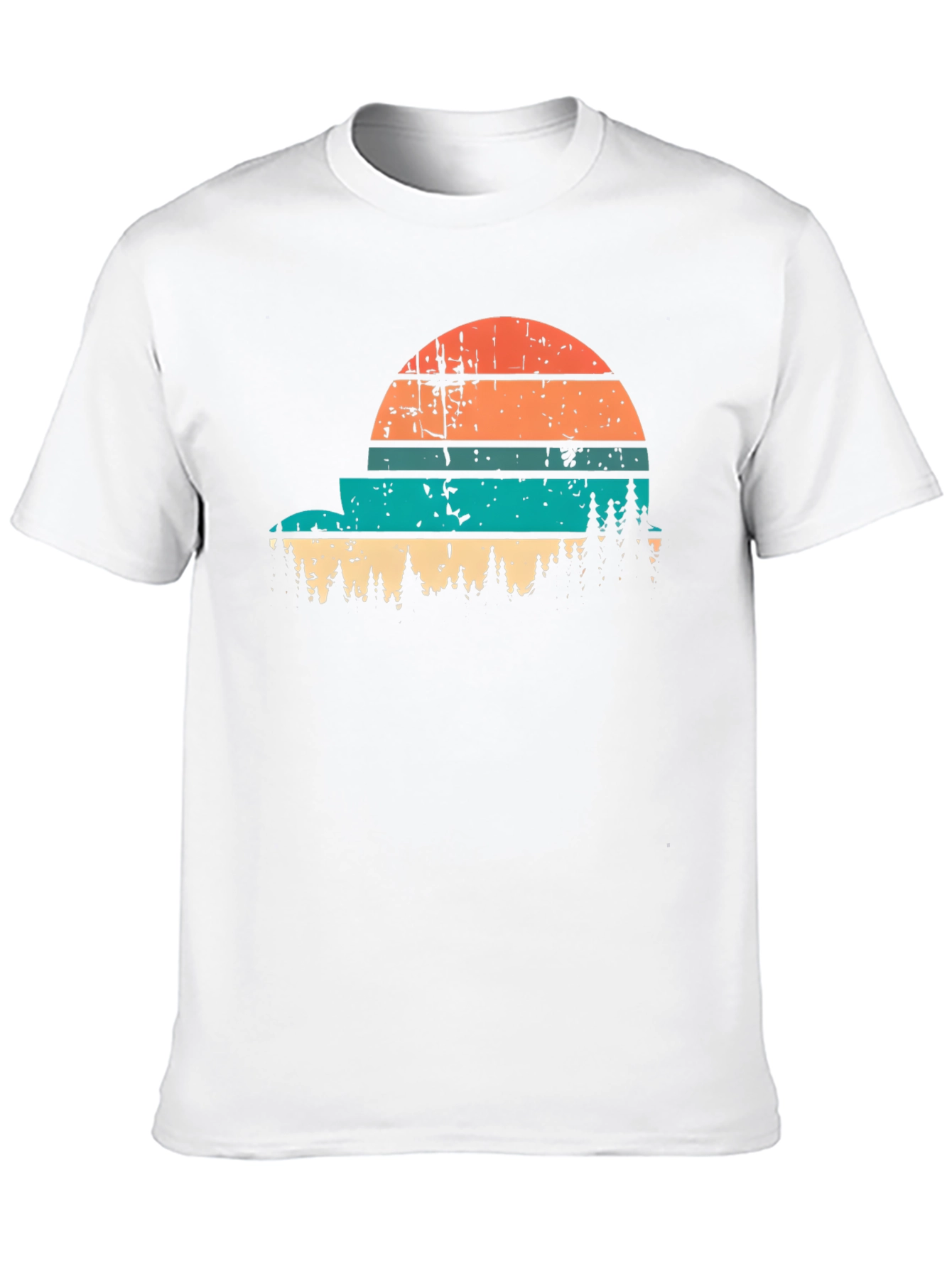 Retro Sunset Forest Graphic Tee - Black
