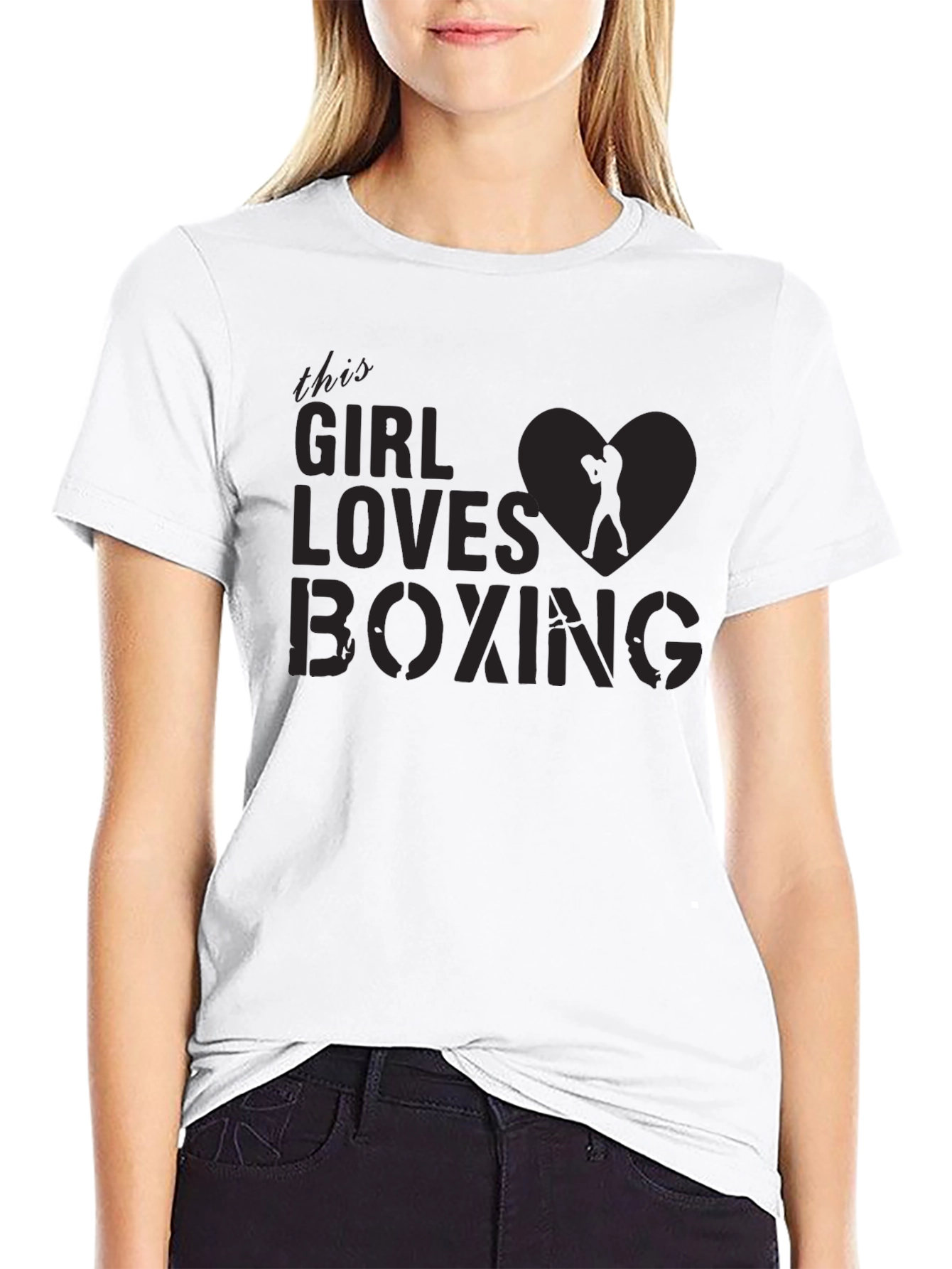 Girl Loves Boxing Graphic Tee - Black