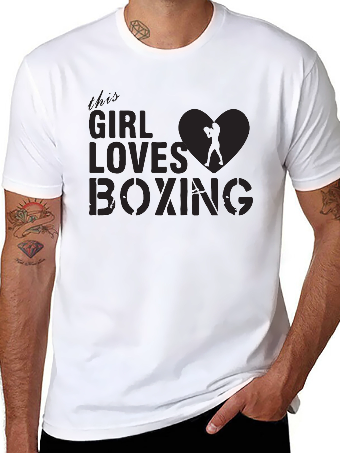 Girl Loves Boxing Graphic Tee - Black