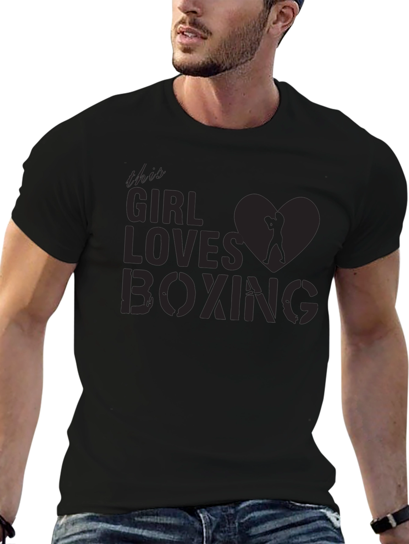 Girl Loves Boxing Graphic Tee - Black