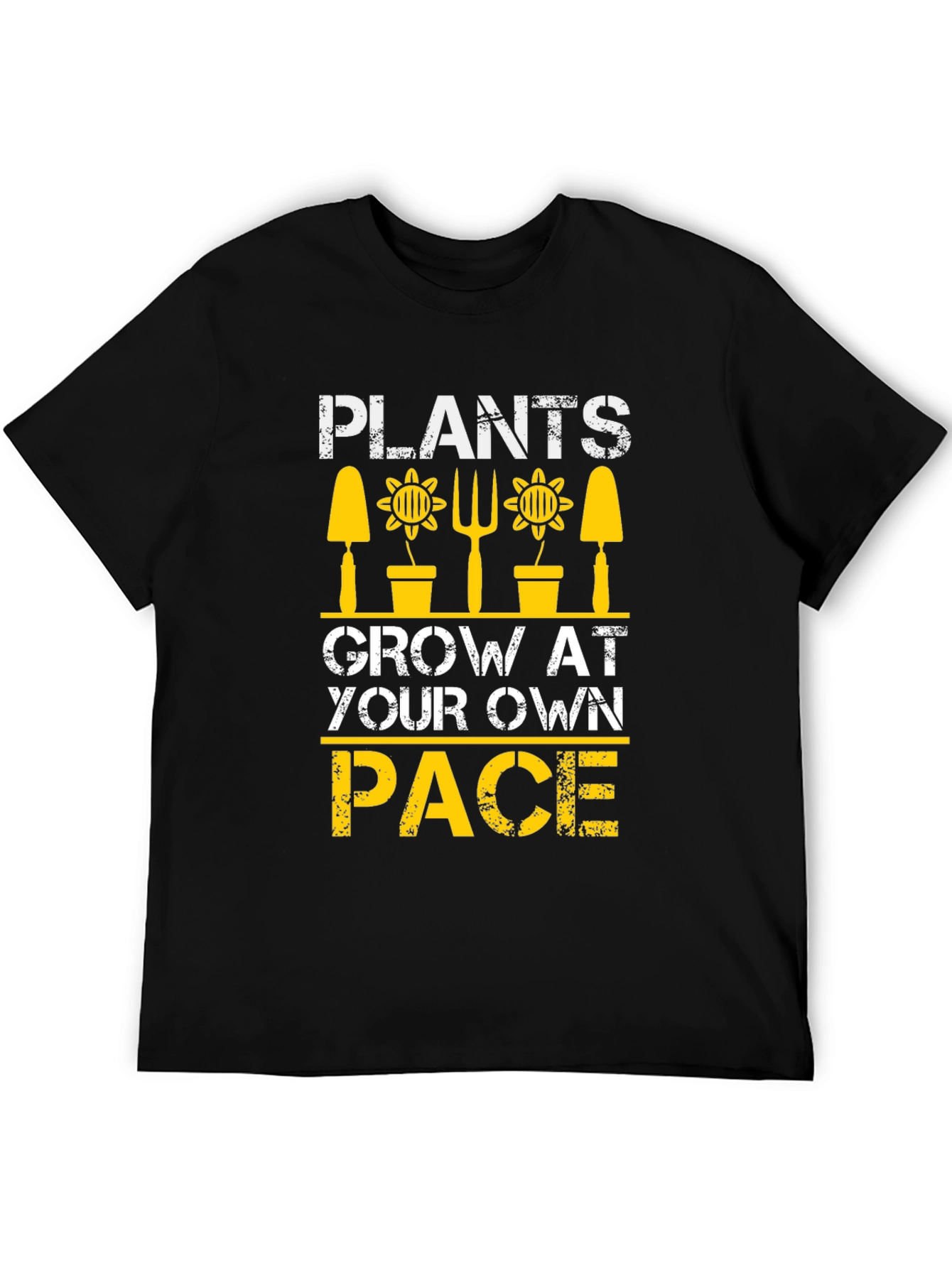 Plants Grow At Your Own Pace Black T-Shirt