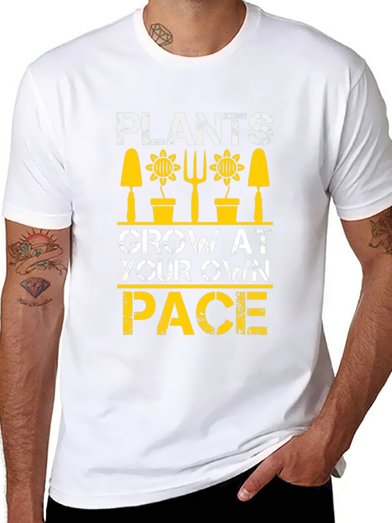 Plants Grow At Your Own Pace Black T-Shirt