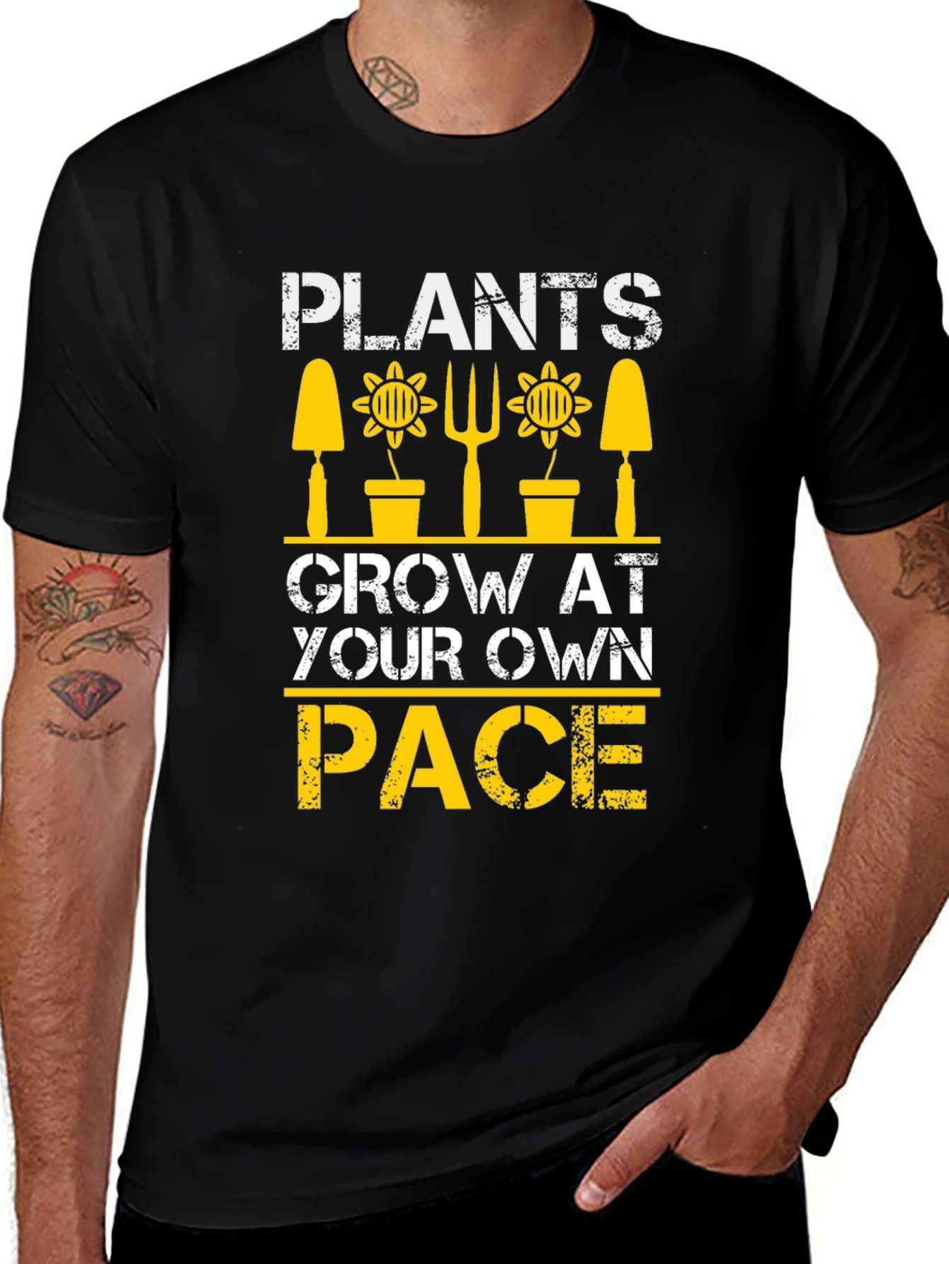 Plants Grow At Your Own Pace Black T-Shirt