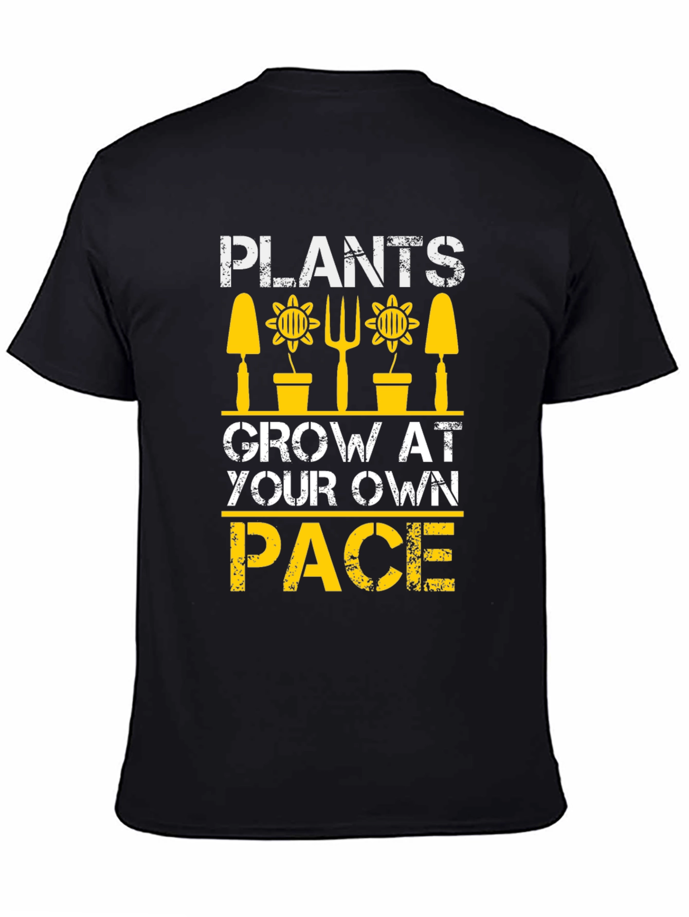 Plants Grow At Your Own Pace Black T-Shirt