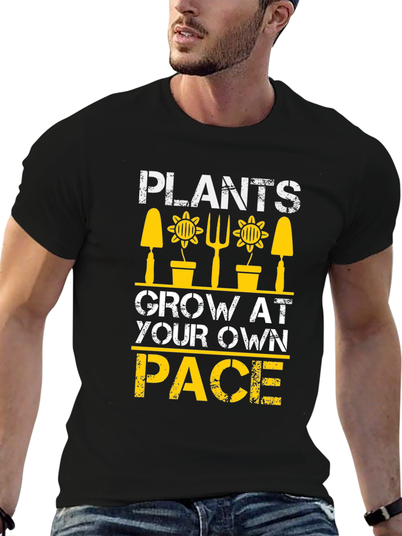 Plants Grow At Your Own Pace Black T-Shirt