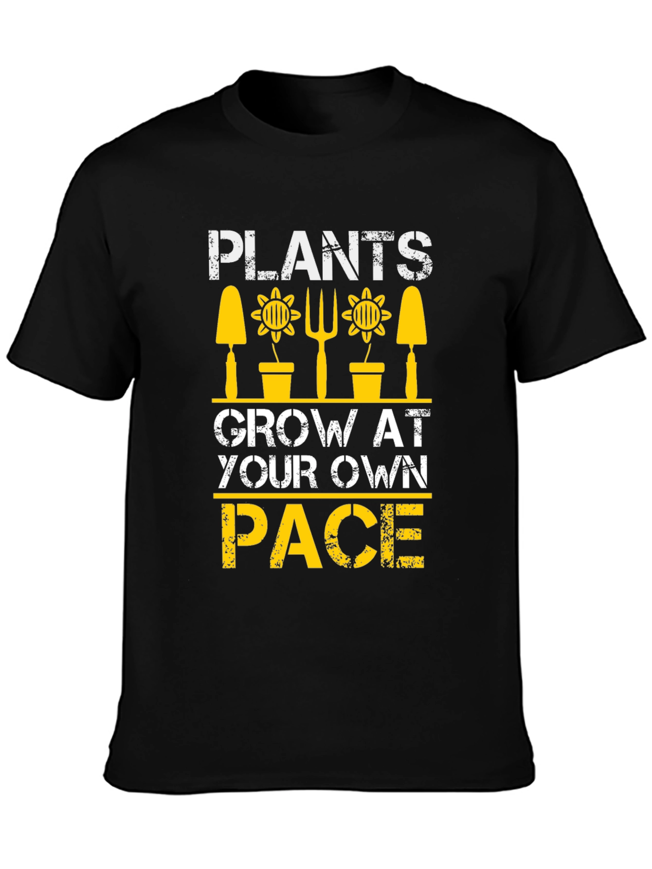 Plants Grow At Your Own Pace Black T-Shirt