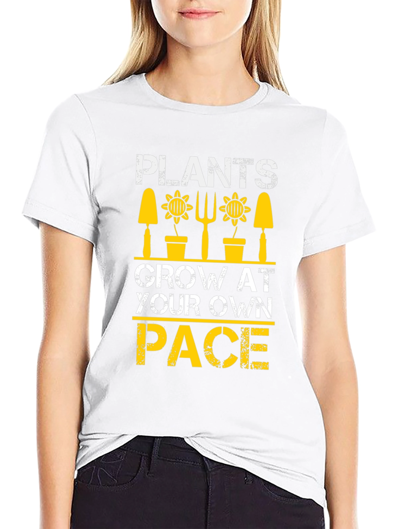 Plants Grow At Your Own Pace Black T-Shirt