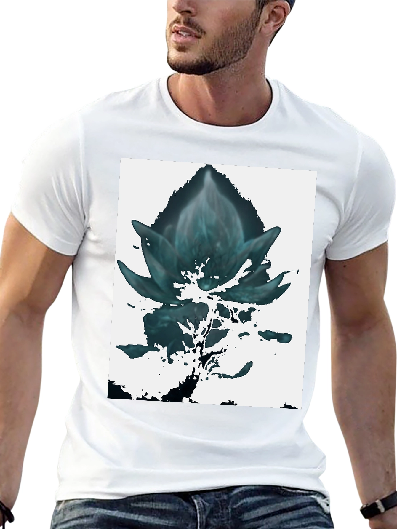 Abstract Floral Graphic Tee - Black