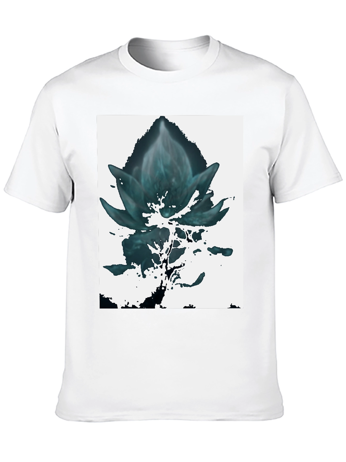 Abstract Floral Graphic Tee - Black
