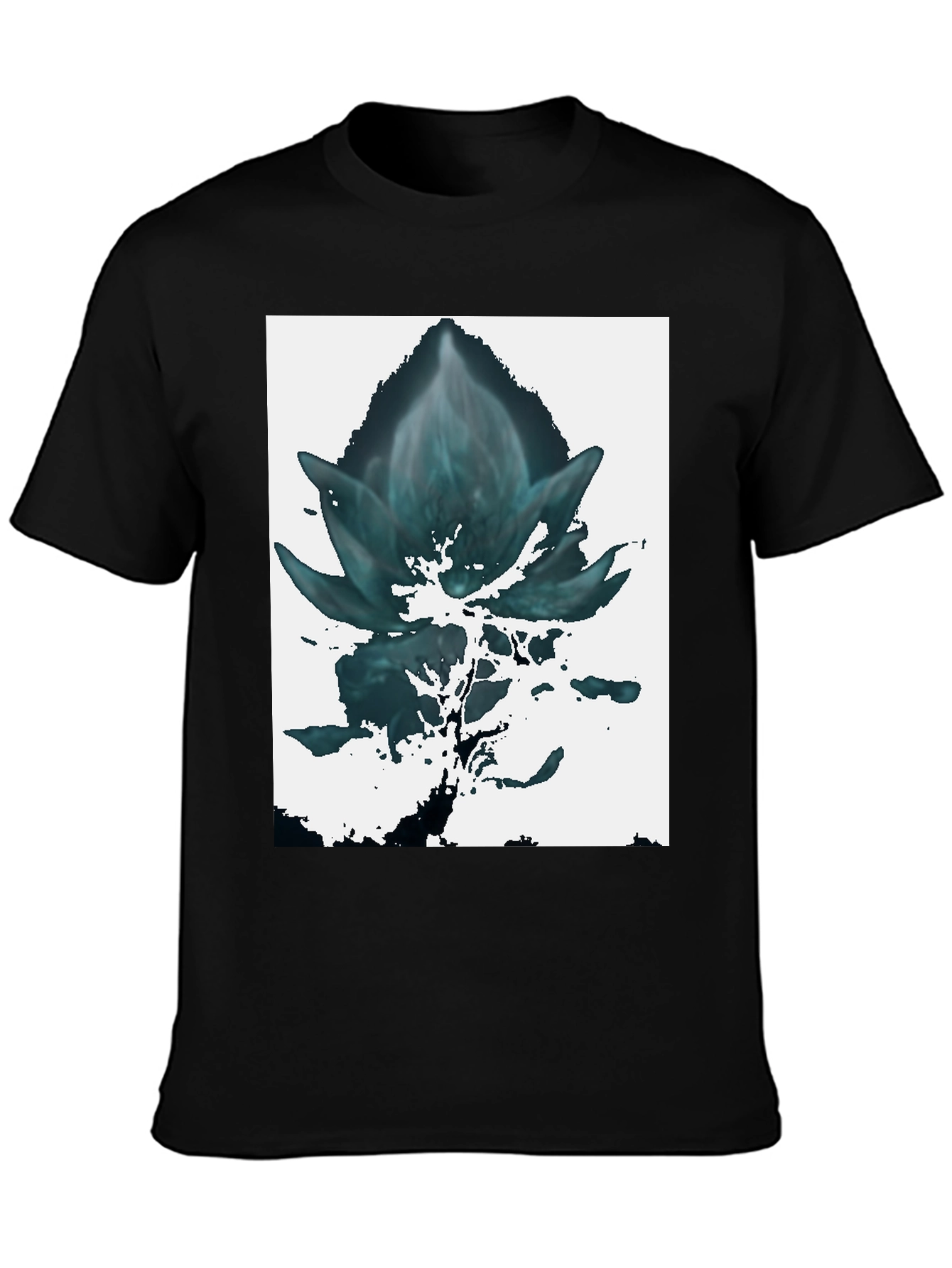 Abstract Floral Graphic Tee - Black